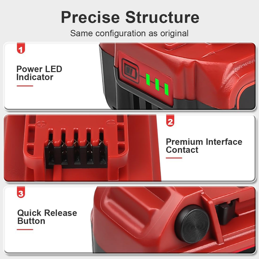 TeenPower Upgraded 6/pk 18V Replacement for Milwaukee M-18 Battery 6500mAh Replacement for Milwaukee 48-11-1820 48-11-1840 48-11-1850 48-11-1828 48-11-1862 48-11-1852 48-59-1812 48-59-1802