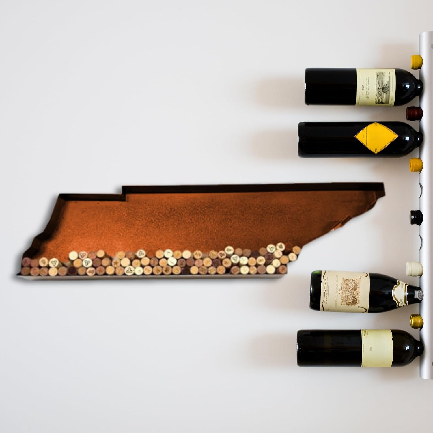 NEONSIGN Tennessee State Map Wine Cork Holder Metal Tennessee Decor Sign Wine Bar Pub Home Decoration (Brown Patina, 18 inch)