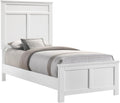 HomeStock Wood Panel Bed - White Finish - Bedroom Furniture with Headboard Twin
