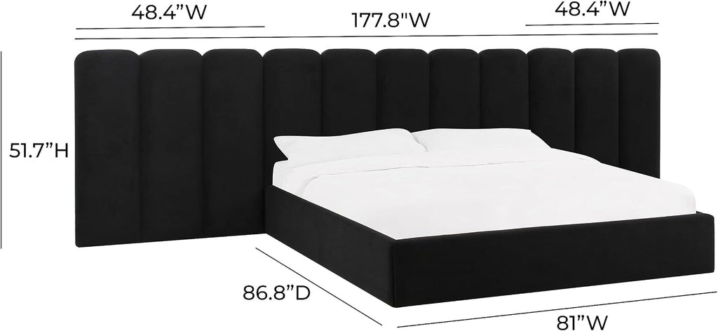 Tov Furniture Palani Black Velvet Wings - Queen or King (Set of 2)