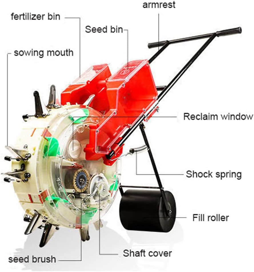 Double Garden Seeder, Manual Seeder Lawn & Garden Spreaders Seed Sower & Fertilizer Applicator, Portable Hand Push Gardening Seeder Tools for Lawn Garden Yard Planting, Seeding,7 Mouths (5 Mouths