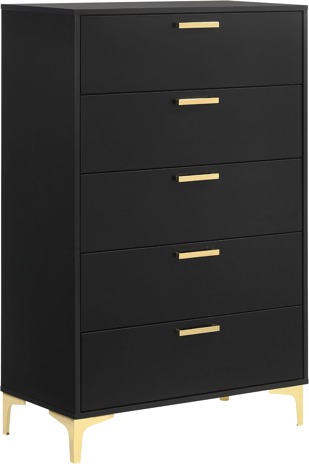 Black,Gold 5 Tufted Panel California King Bedroom Set