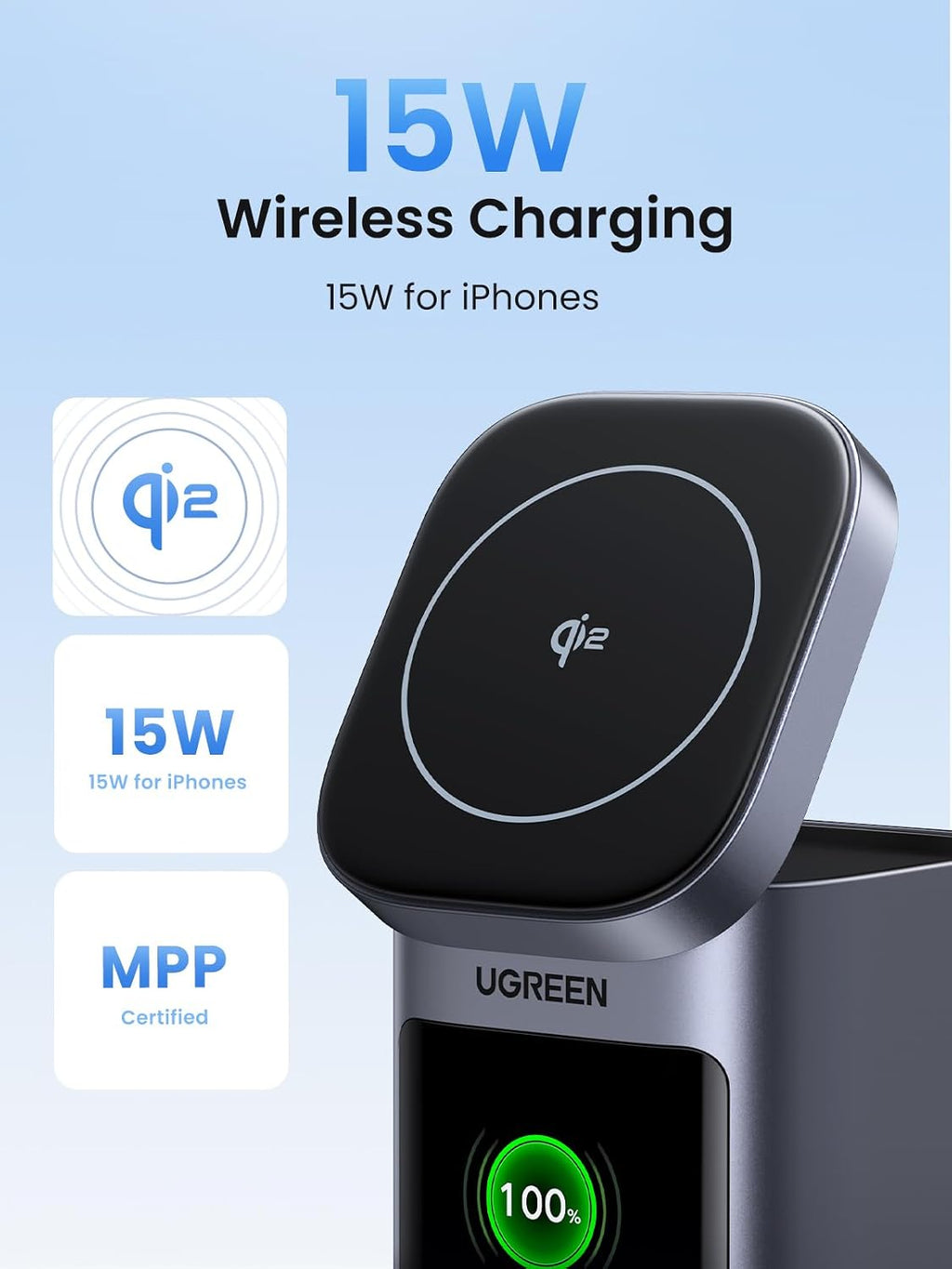 UGREEN Nexode Power Bank 20000mAh 145W PD 3.0 Portable Charger 72Wh Qi2 Certified 15W Wireless Fast Charging Magsafe Battery Pack 2C1A with TFT Display for iPhone 17/16 Series/MacBook/iPad and More