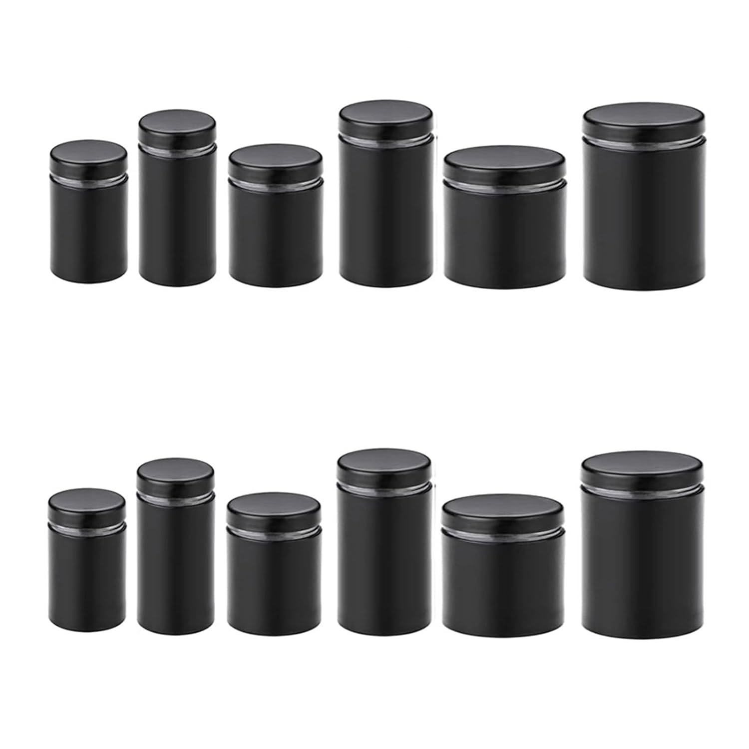 Multi-Sizes 200PCS Stainless Steel Hollow Black Advertising Nails Screws Sign Billboard Glass Standoff Pins Fastening Hardware(16X25mm)
