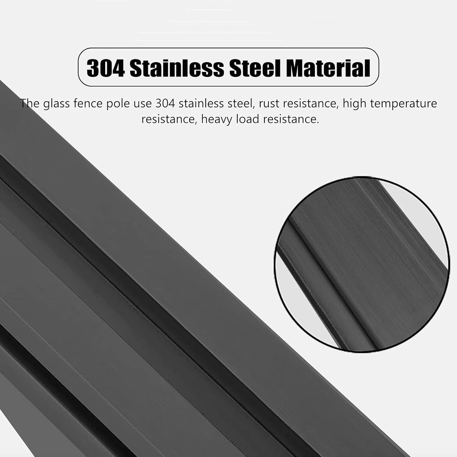 Black Glass Railing Post, End Post, Mid Post, Corner Post, 304 Stainless Steel Glass Railing Post With Socket Slot and Sturdy Base For Steps, Balconies, Staircases, Patios ( Color : Mid Post , Size :