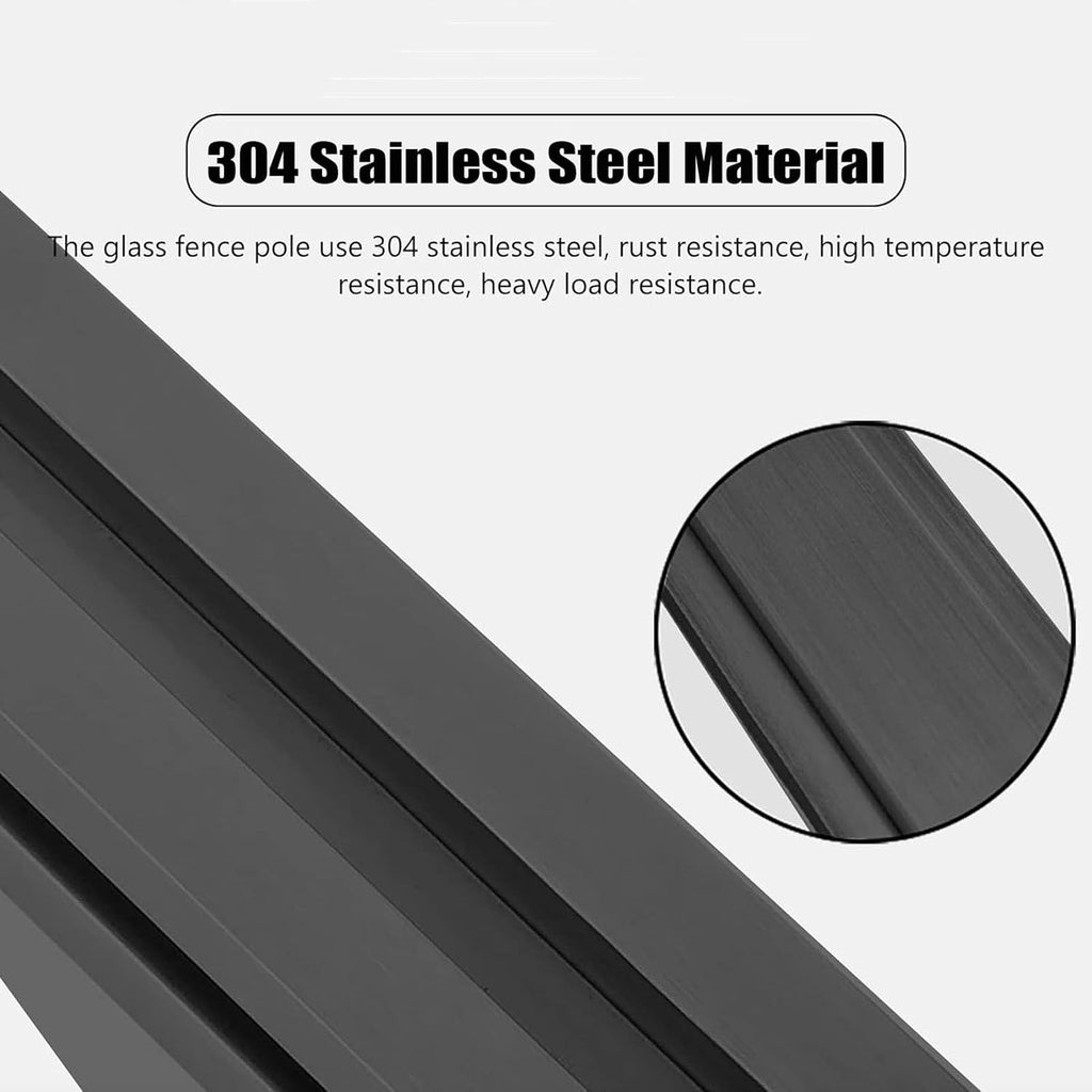 Black Glass Railing Post, End Post, Mid Post, Corner Post, 304 Stainless Steel Glass Railing Post With Socket Slot and Sturdy Base For Steps, Balconies, Staircases, Patios ( Color : Mid Post , Size :