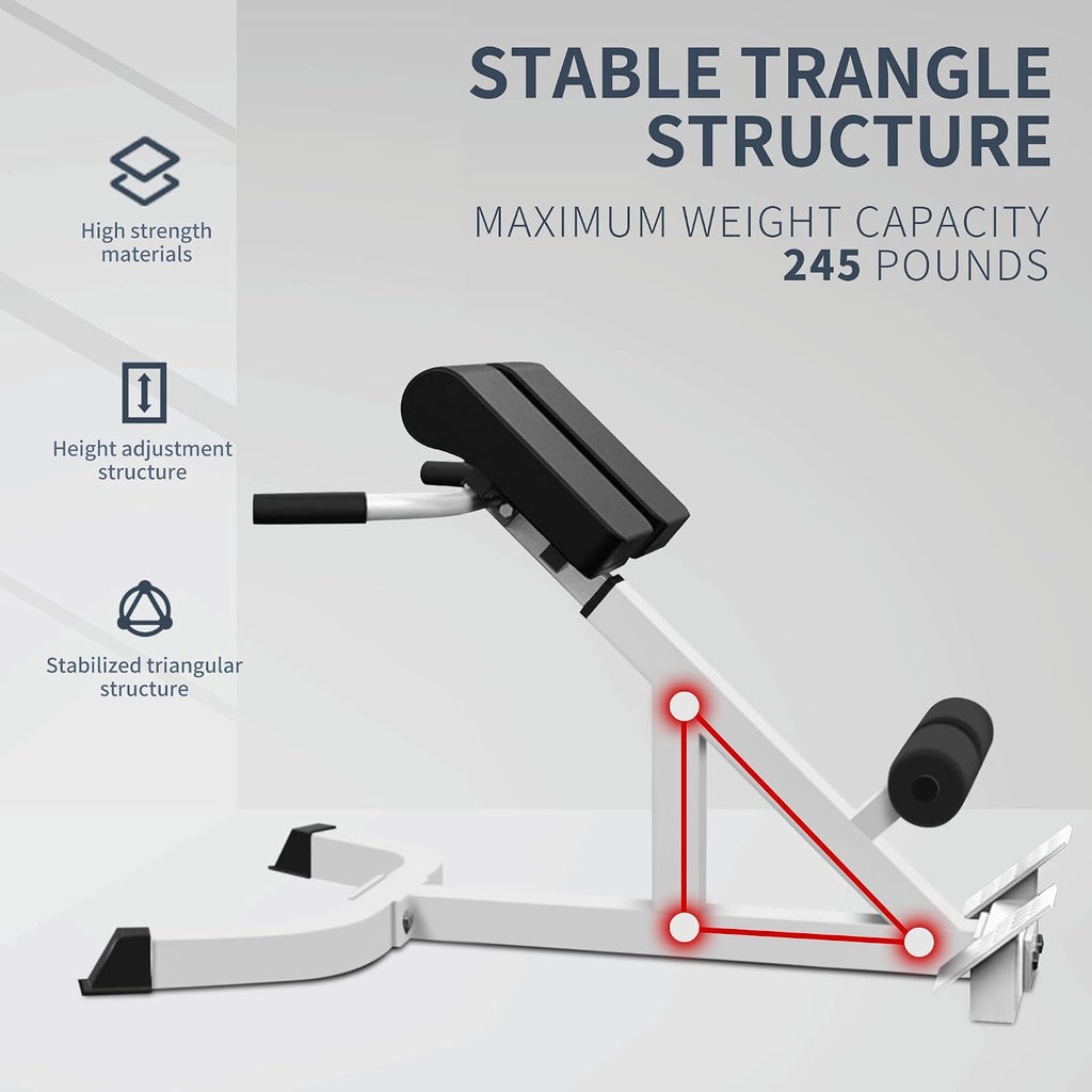 Roman Chair Back Extender - Angle & Height Dual Adjustable Hyperextension Bench for Home Gym - Adjustable Back Exercise Machine Fitness Equipment