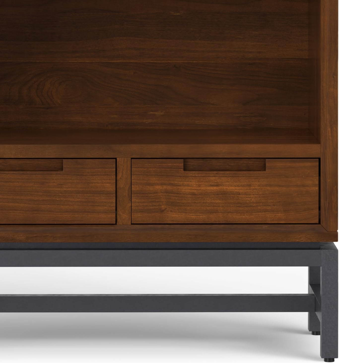 SIMPLIHOME Banting Bookcase - 66 inch Tall Solid Walnut Veneer and Metal Bookshelf, Industrial Storage for Living Room, Study Room or Office with Open Shelves and Metal Frame