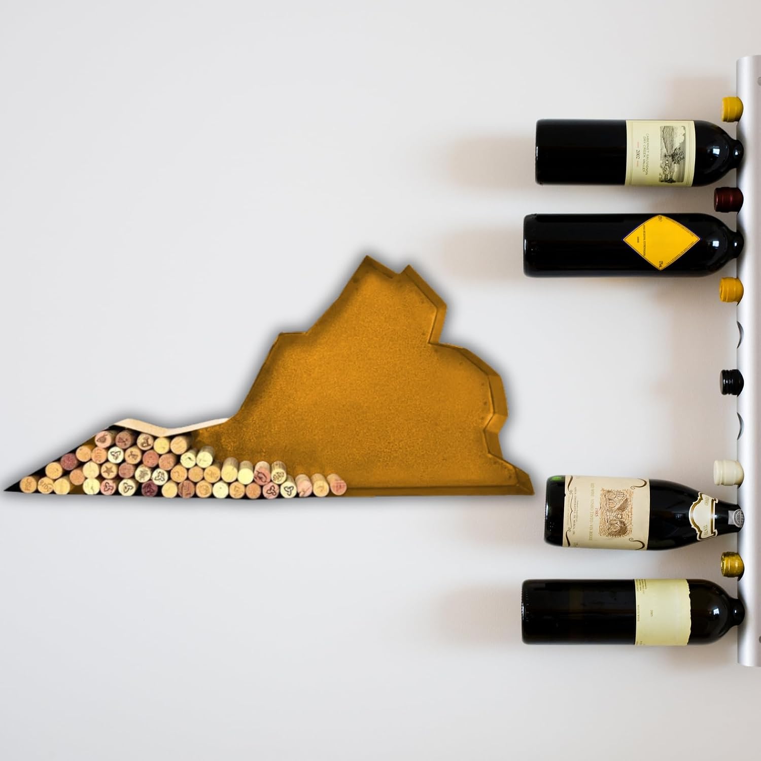 NEONSİGN Virginia State Map Wine Cork Holder Metal Virginia Decor Sign Wine Bar Pub Home Decoration (Gold, 36 inch)