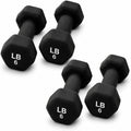Neoprene Hexagon Dumbbells with Cast Ergo Handle (1 to 15lbs Pack of 1, 2, 4) | Durable Anti-Slip Exercise & Fitness Strength Training Free Weights for Home Gym | Black | For Men & Women