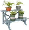 RUVOO Plant Stand Plant Holder Flower Stand Plant Flower Stand Outdoor Garden Potting Bench Work Station Two Layers Workbench Planting Plant Shelf Plant Rack(60x45x46cm)