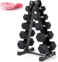RitFit Rubber Coated Hex Dumbbell Set with Rack, 5-780LB for Home Gym Strength Training, Anti-Slip Knurled Handle, Hexagon Anti-Roll, Heavy-Duty Storage Rack
