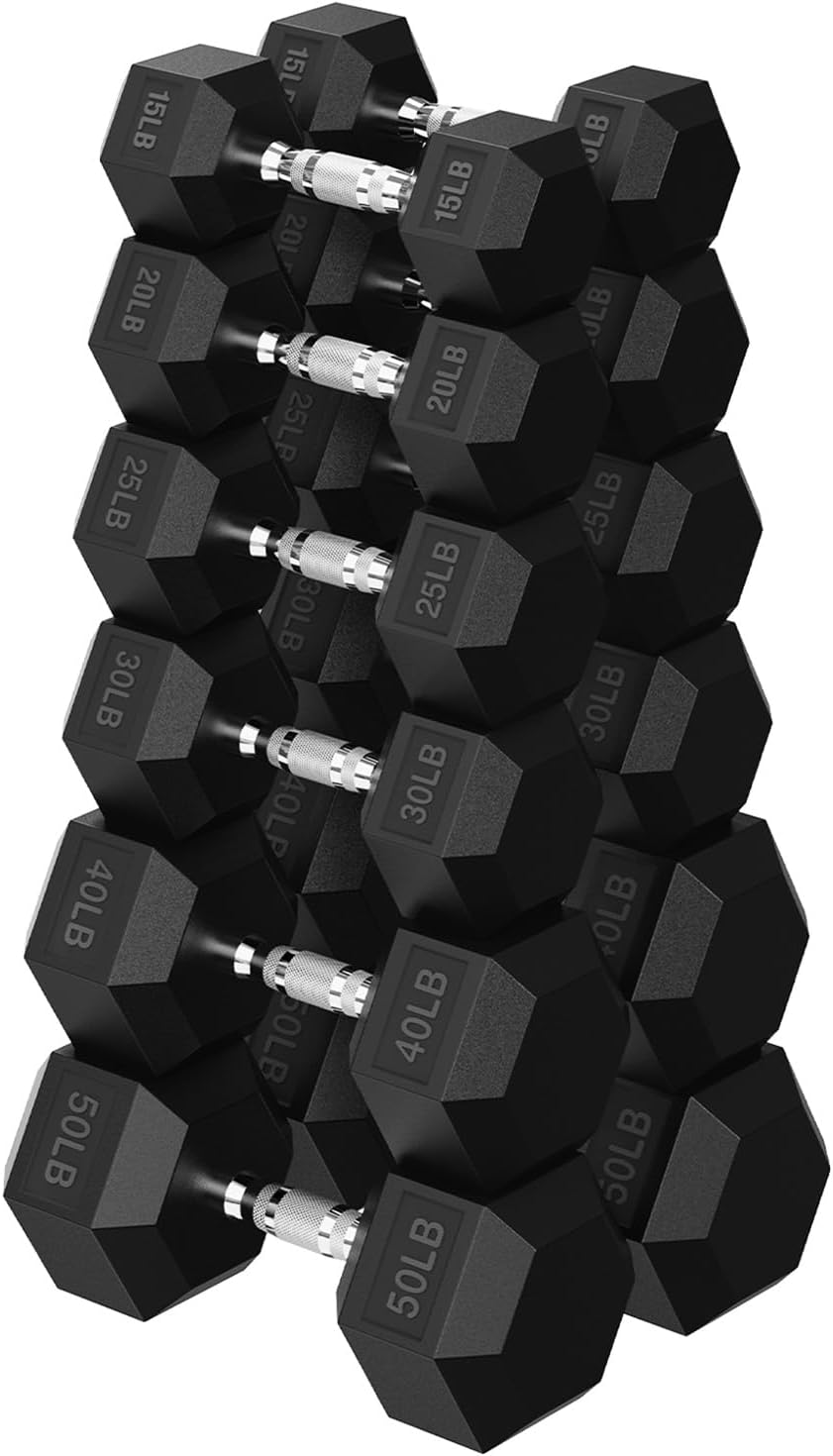 HANDBODE Hex Dumbbell 45-640 lb Set, Rubber Encased Exercise & Fitness Dumbbells for Home Gym, Hand Weights for Strength Training