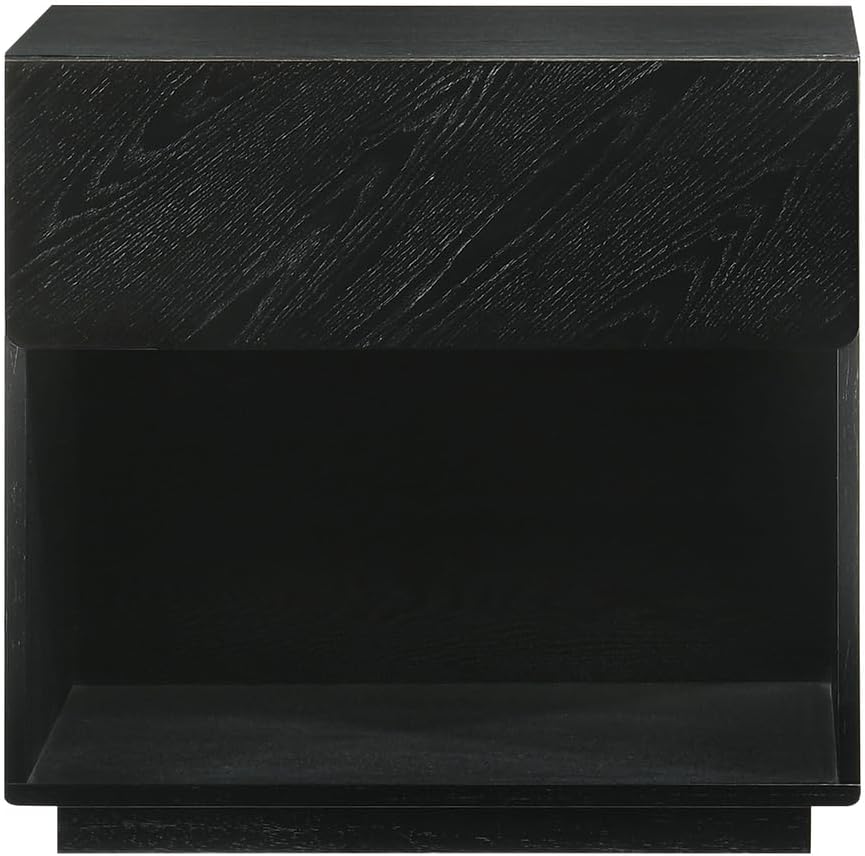 HomeStock King Wood Bedroom Set - 3 Piece Black Finish Bed Frame2 Nightstands