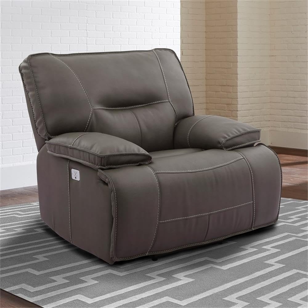Pemberly Row Contemporary Power Reclining Sofa Set, High-Performance Haze Upholstery, Includes Sofa & 2 Recliners with USB Charger, Wall-Hugger Design, Plush Cushioned Arms, Living Room Furniture