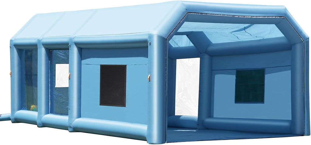 VEVOR Inflatable Paint Booth, 23 x 13.1 x 9 ft Portable Paint Booth, Featuring 750W+480W High-Power Blowers and Air Filtration System, Inflatable Spray Booth for Small Trucks and Large Motorcycle