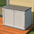 Heavy-Duty Plastic Storage Shed with Floor – Weather-Resistant Outdoor Utility Shed for Garden Tools, Lawn Equipment & Yard Supplies (L-White + Plastic)