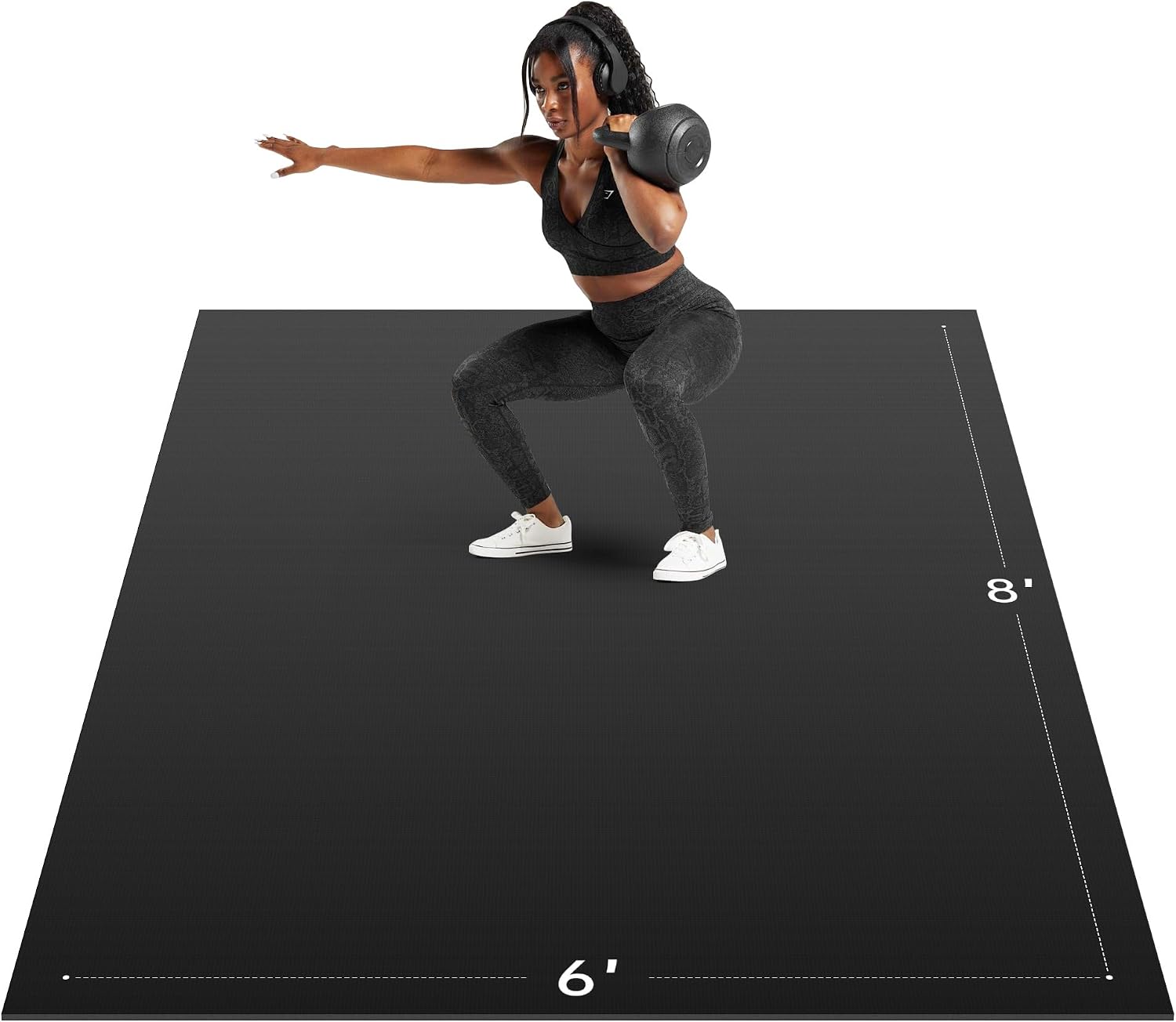 Extra Large Exercise Mat, 10' x 6'/ 8' x 6'/ 7' x 5'/ 6' x 4'- 7MM Thick Workout Mat for Home Gym, High-Density Gym Mat for Home Gym Floor, Non Slip Large Yoga Mat