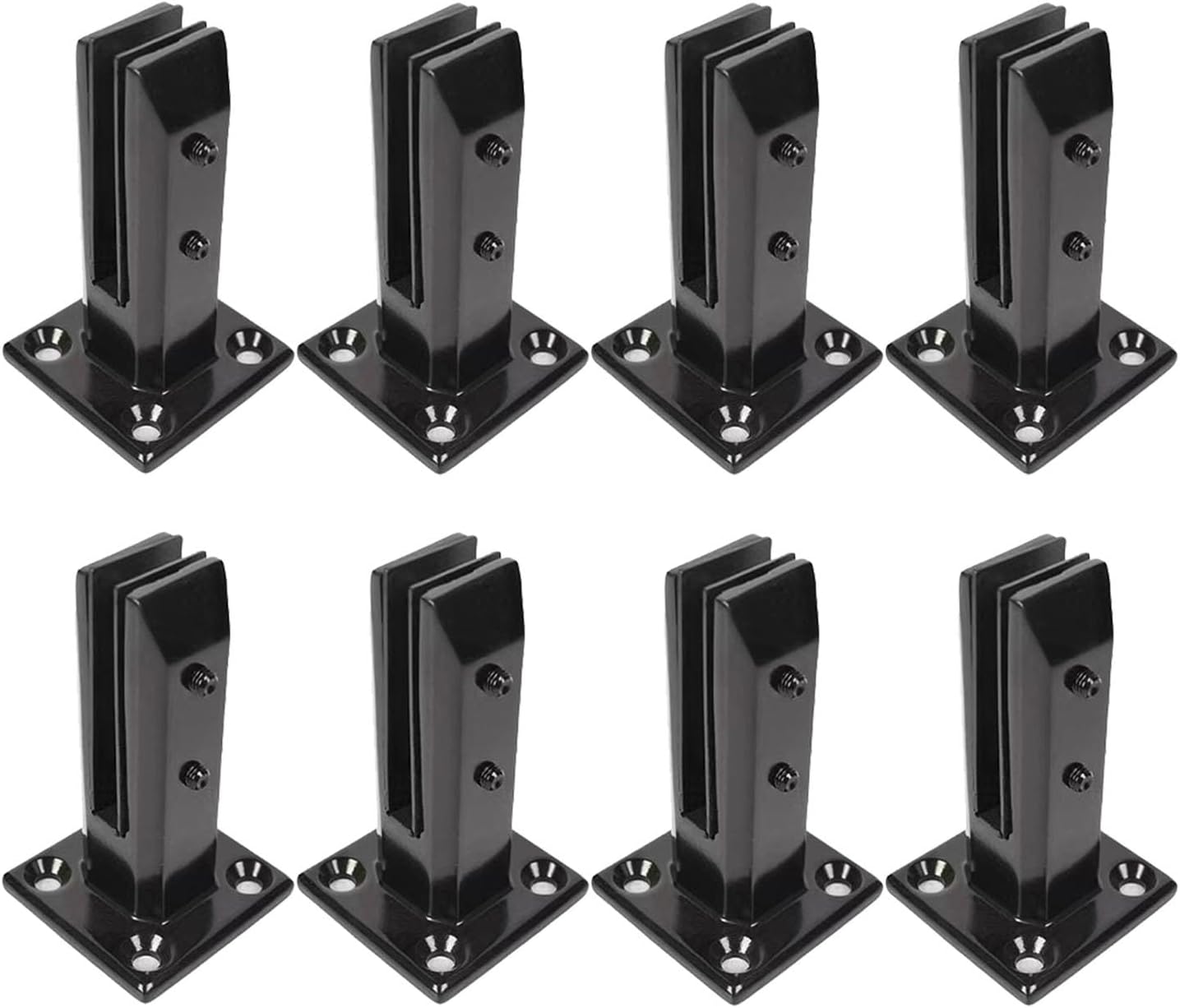 Stainless Steel Glass Clamp Brackets 2/4/6/8/10 Pack Pool Fence Panels Standoff Kit - Frameless Balcony & Deck Connector with Floor Mount(Color : Gold(Black H 16cm/6.3in,8 pcs)