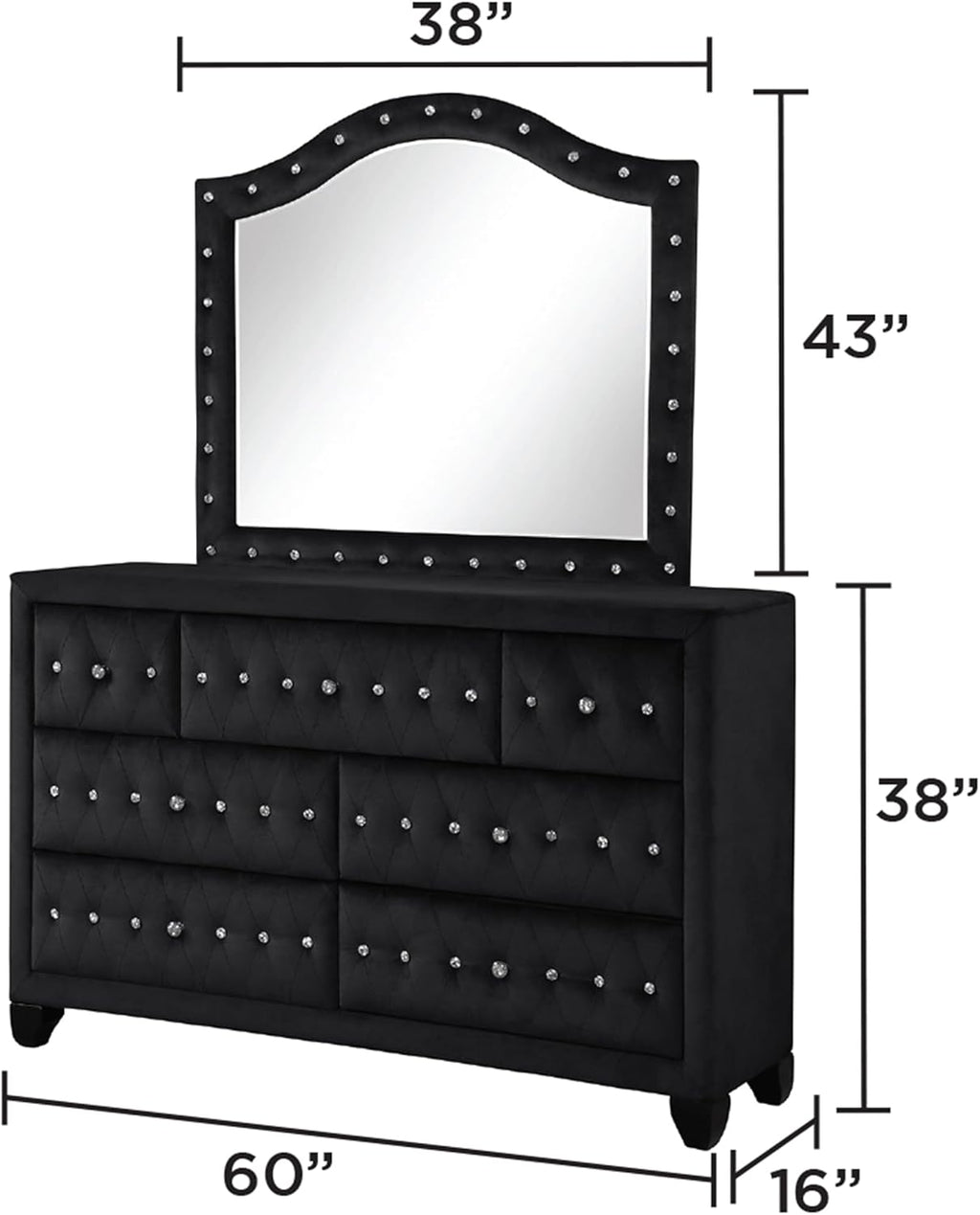 King 4 Pc Upholstery Bedroom Set Made with Wood in Black