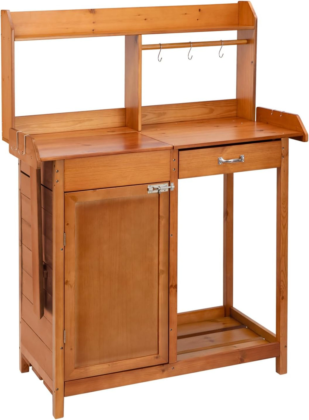 OOOK Potting Bench, Nordic Scots Pine Potting Table with Sliding Tabletop, Removable Sink, Garden Bench, Workstation for Outside Patio Lawn, Wooden Garden Work Station