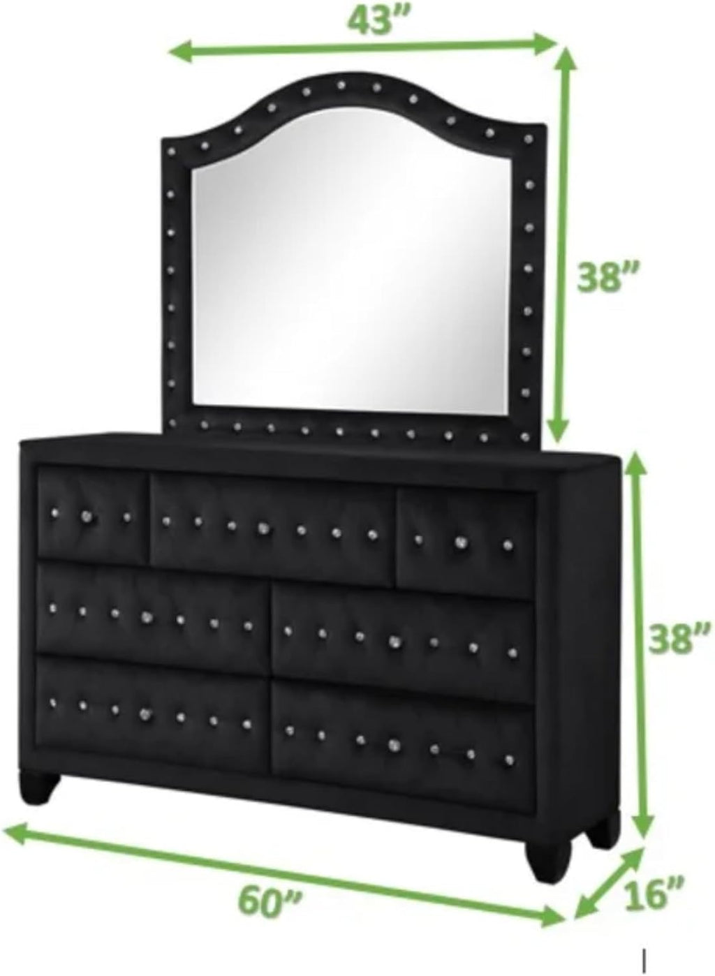 King 4 Pc Upholstery Bedroom Set Made with Wood in Black