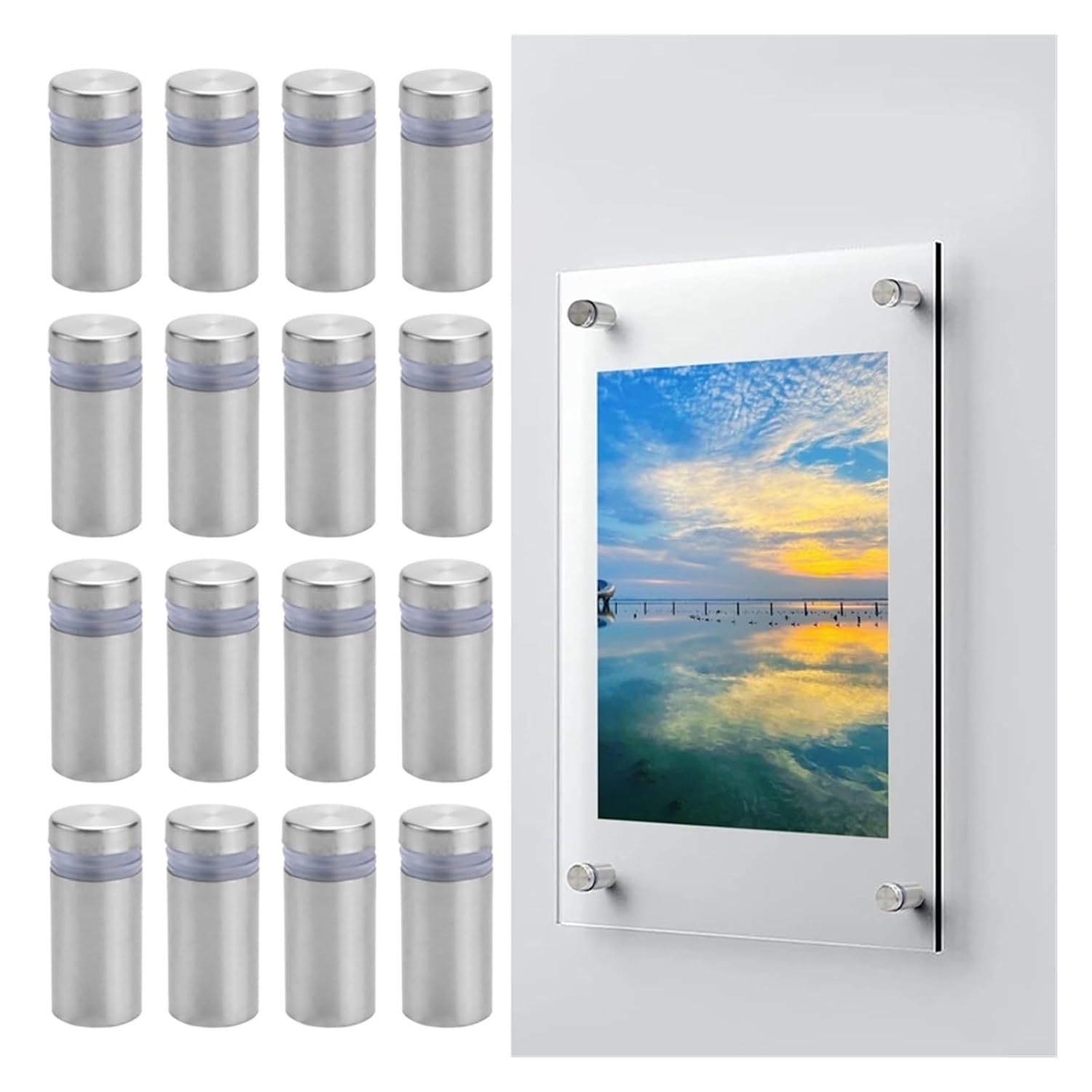100 Packs Sign Standoff Screws Stainless Steel Wall Mounts Nail for Glass Artwork and Displays