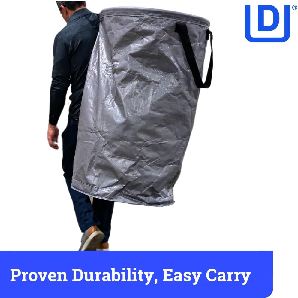 DURASACK Heavy Duty Valet Trash Bag Janitorial Commericial Cleaning Stand-Up Collapsible Trash Pickup Bag, 80-Gallon Capacity, Pack of 5