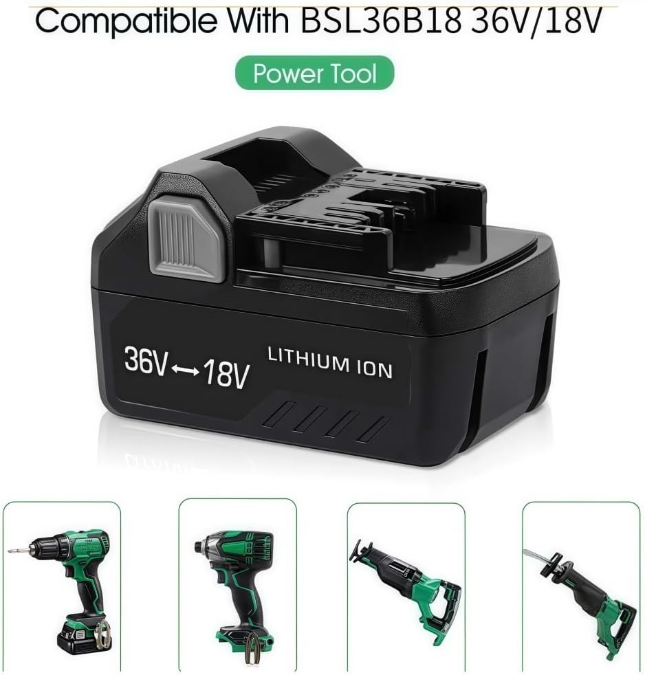 18V/36V Lithium-Ion Replacement Battery Compatible with Metabo HPT Multivolt Tools BSL36A18, BSL36B18, Fits 371751M, 372121M, High Capacity Cordless Power Tool Batteries Packs(6000mAh 2PCS)