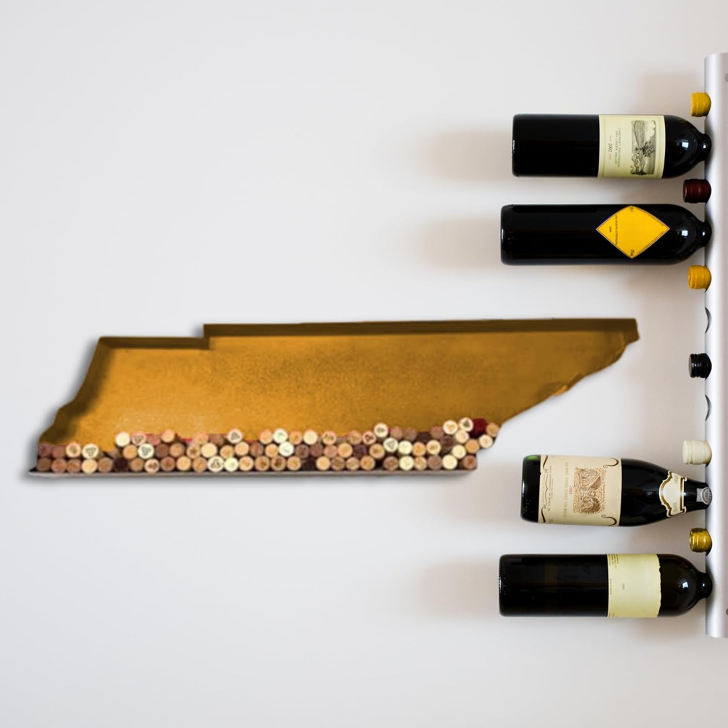 NEONSIGN Tennessee State Map Wine Cork Holder Metal Tennessee Decor Sign Wine Bar Pub Home Decoration (Gold, 18 inch)