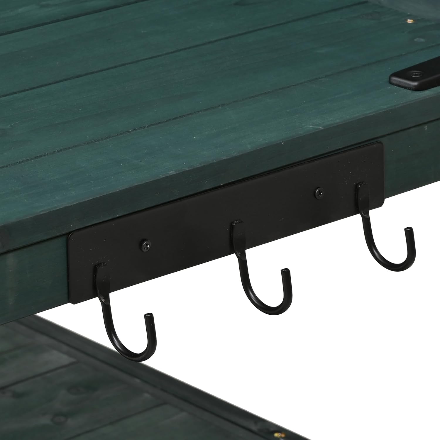 Outdoor Potting Bench Table with Hutch, Solid Wood Garden Workstation with Storage Shelves and Cabinets &Hooks for Lawn Garden, Green
