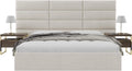 Vänt Upholstered Wall Mounted Headboard Panels -Fredrick Layout - 117' X 46' -Configuration of 12 Individual Panels - Recommended for King-Cal King - Micro Suede/Neutral Sand