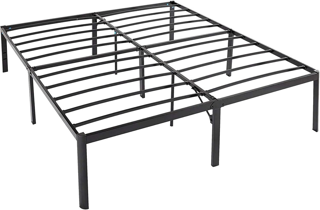 Amazon Basics Sturdy Heavy-Duty Non-Slip Platform Bed Frame, Steel Slat Support, Noise Free, No Box Spring Needed, Under Bed Storage, 18 Inch, King Size, Black