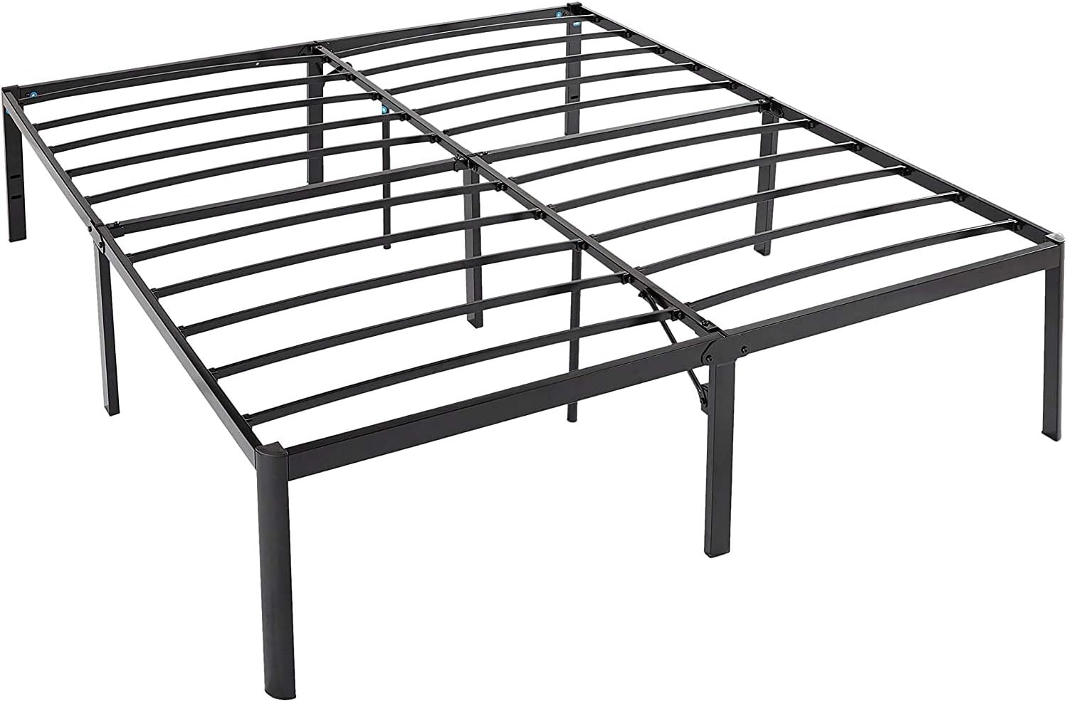 Amazon Basics Sturdy Heavy-Duty Non-Slip Platform Bed Frame, Steel Slat Support, Noise Free, No Box Spring Needed, Under Bed Storage, 18 Inch, King Size, Black