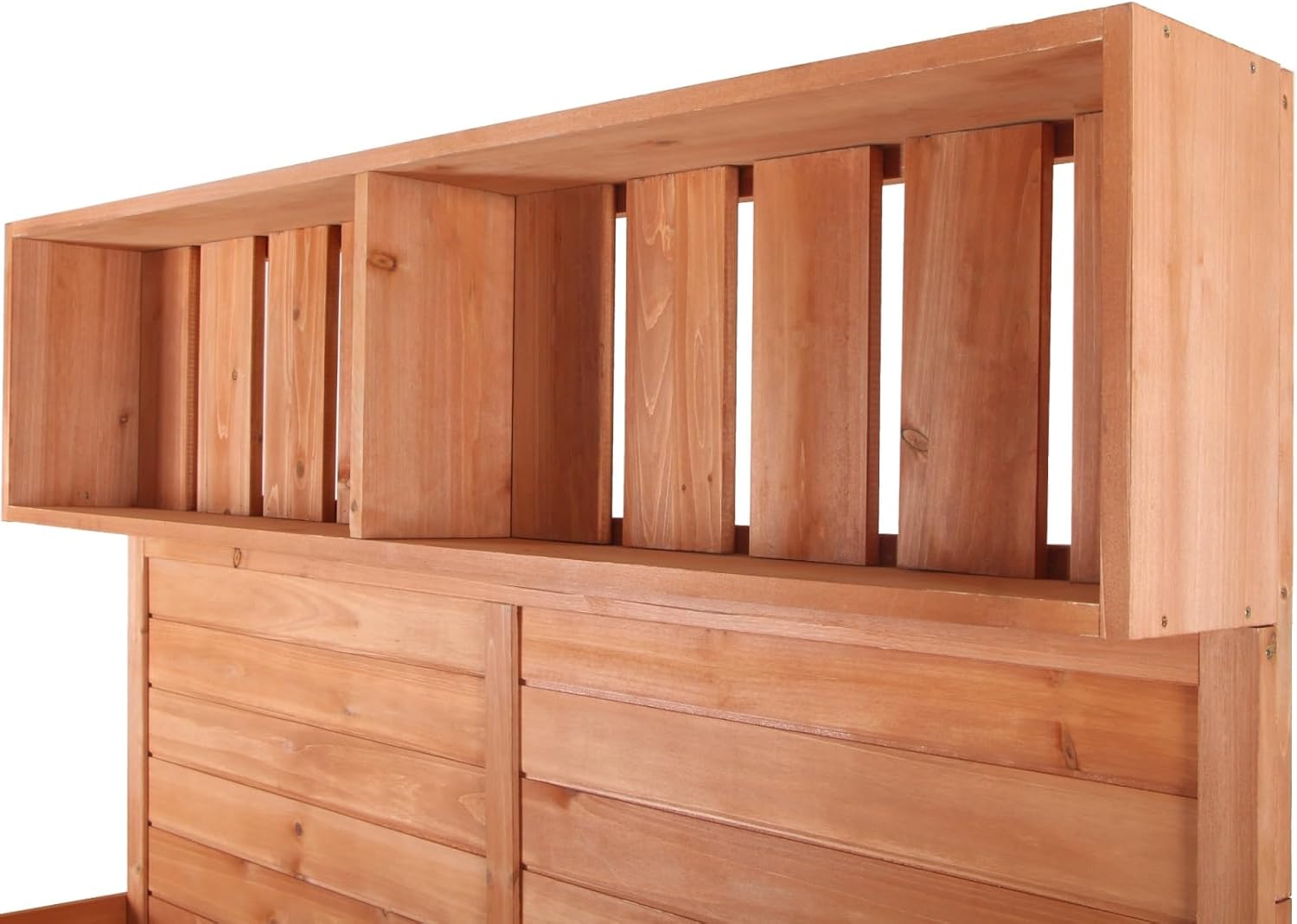 65' Large Wooden Farmhouse Rustic Outdoor Potting Bench Table, Patio Workstation, Garden Potting Bench with 4 Storage Shelves and Side Hook,Natural