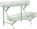 Trapezoidal Floor-Standing Flower Stand, Heavy-Duty Metal Plant Stand,Multi-Layer Storage Rack, Kindergarten Decorative Rack,Garden Potting Benches & Tables,for Courtyard Garden Balcony,Green