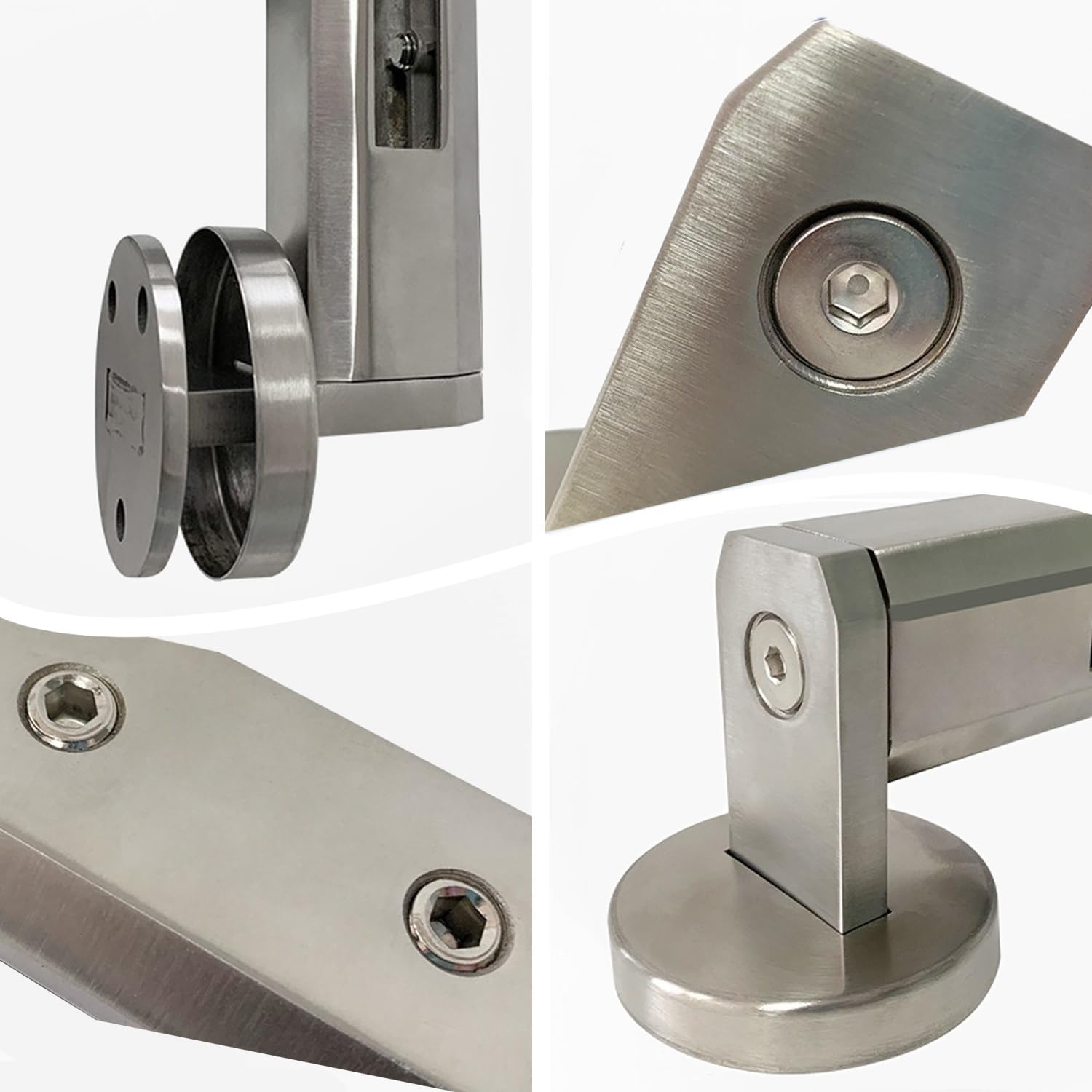 304 Stainless Steel Standoff Glass Clamp, Side-Mounted Spigot for 10-12.7mm (3/8' to 1/2') Thick Glass for Balcony, Garden Deck & Pool Fence Installation,Black,4 Pack