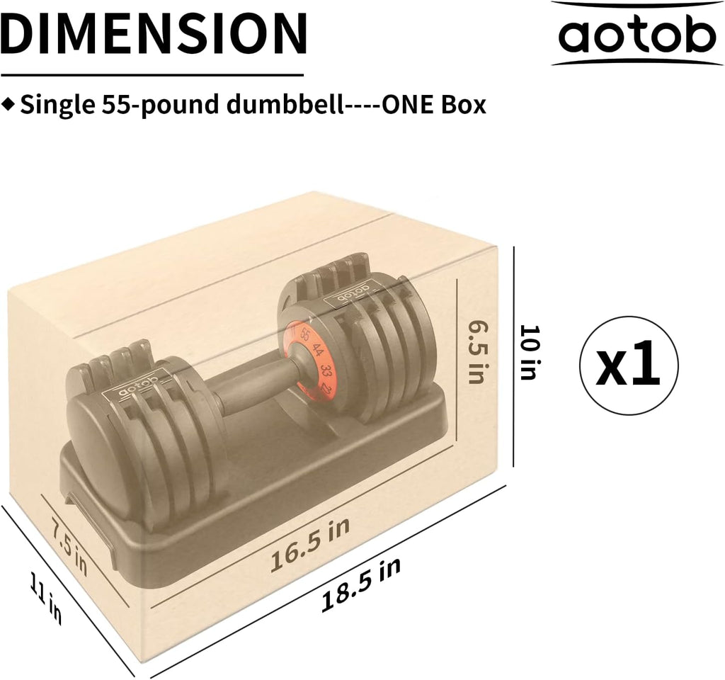 AOTOB Adjustable Dumbbell Set 25/55 Lbs (Pair), Fast Weight Adjustment with Anti-Slip Turning Handle, Space-Saving for Home Gym, Strength Training Equipment for Men & Women