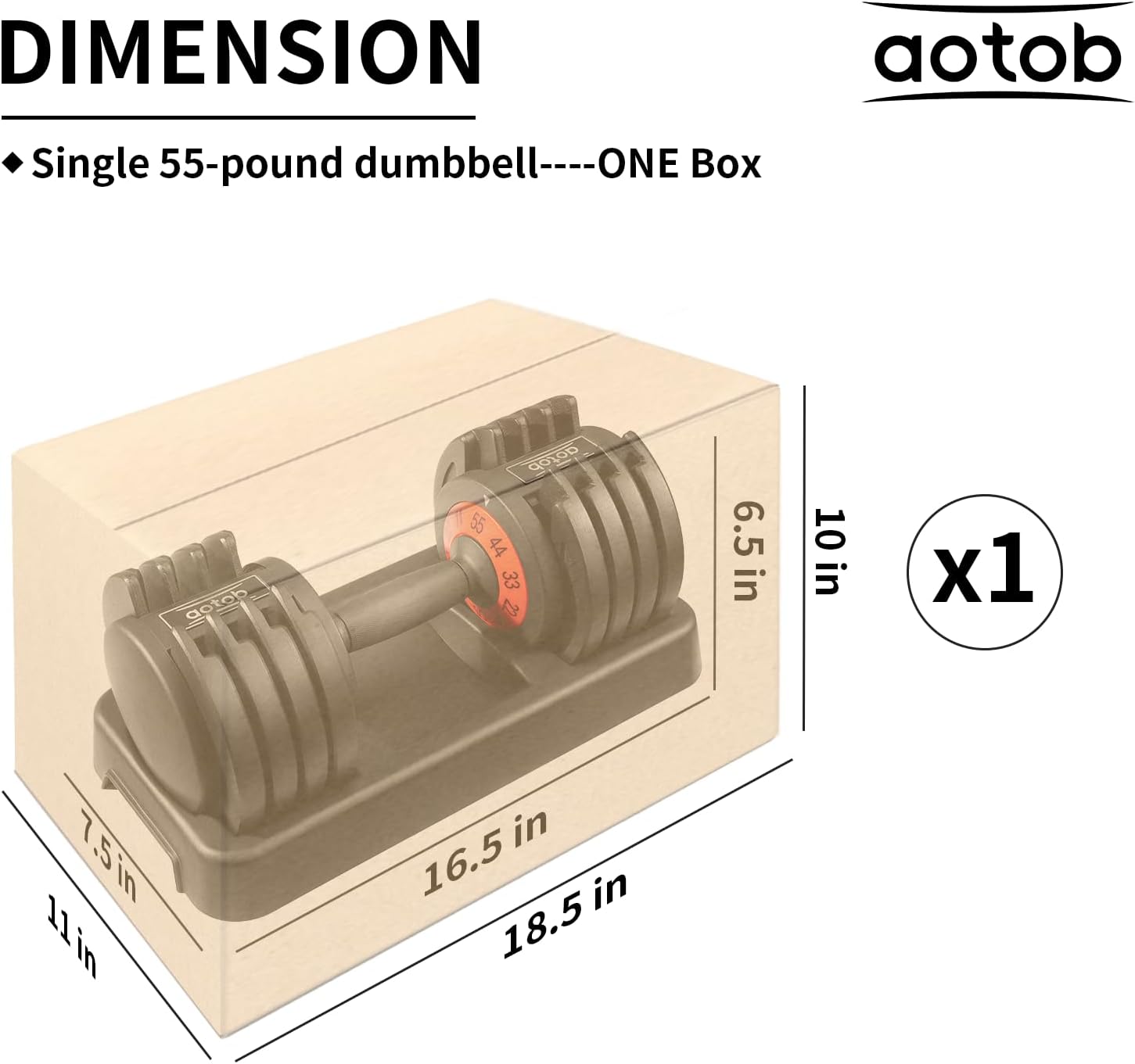 AOTOB Adjustable Dumbbell Set 25/55 Lbs (Pair), Fast Weight Adjustment with Anti-Slip Turning Handle, Space-Saving for Home Gym, Strength Training Equipment for Men & Women
