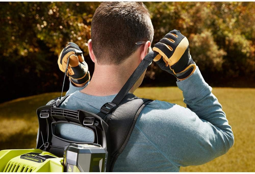 Ryobi RY40440 40 Volt 145 MPH 625 CFM Cordless Brushless Variable Speed Backpack Leaf Blower with Lithium-Ion Battery and Charge Kit