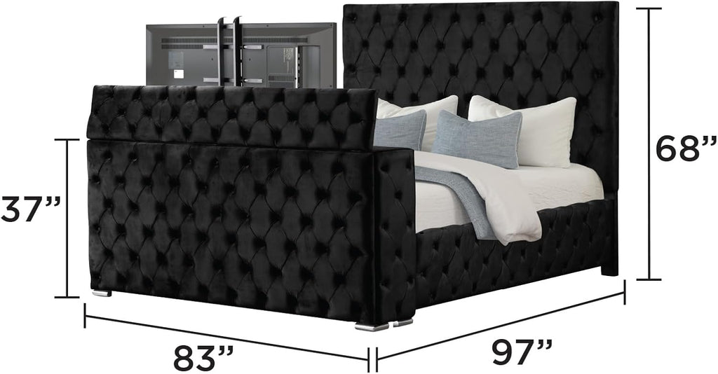 Tufted and Upholstered King 4PC Bedroom Set Made with Wood in Black