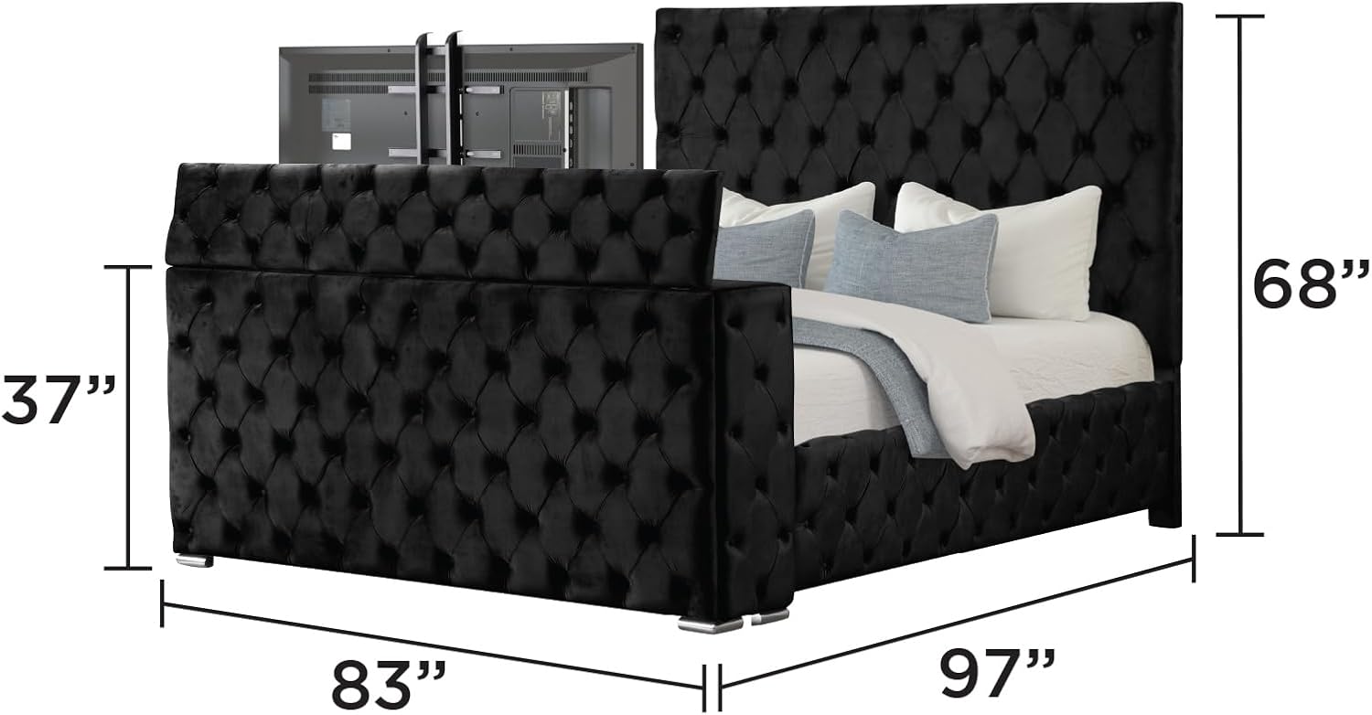 GOWE Encore Modern Style Tufted and Upholstered King 5PC Bedroom Set Made with Wood in Black(NJ Inventory)
