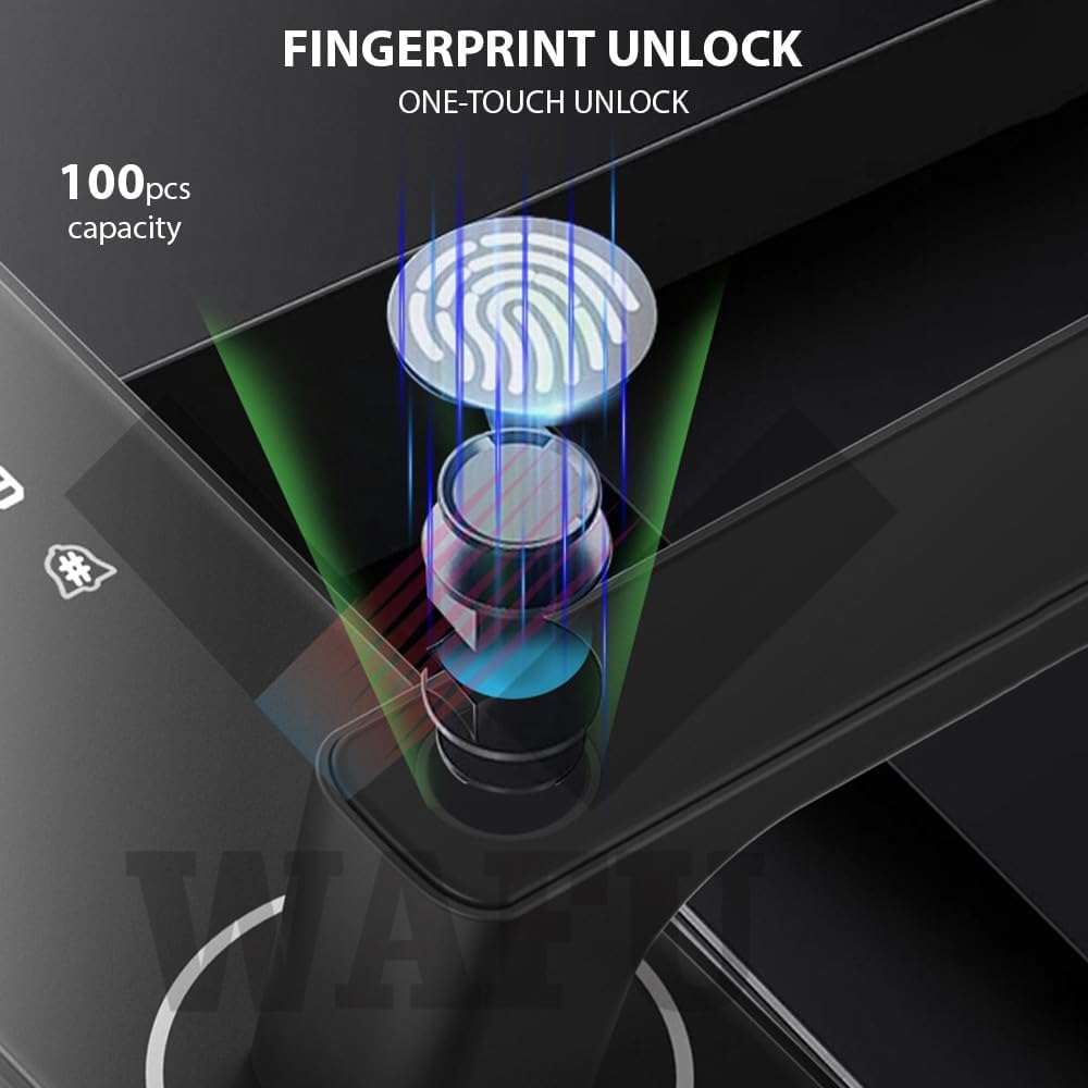 Smart Lock with 120° Wide-Angle Camera and Smart Doorbell Keyless Entry Door Lock Handle Aluminum Alloy Biometric Door Lock TY App Remote Operation WiFi for 35-60mm Office Home Bedroom Door