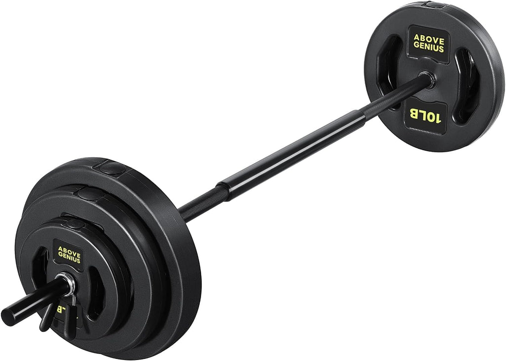 AboveGenius Barbell Weight Set, 45 LB Adjustable Free Weights Bar Set for Home Gym Strength Training, Full Body Workout, Muscle Building, Home Fitness Weight Lifting Equipment