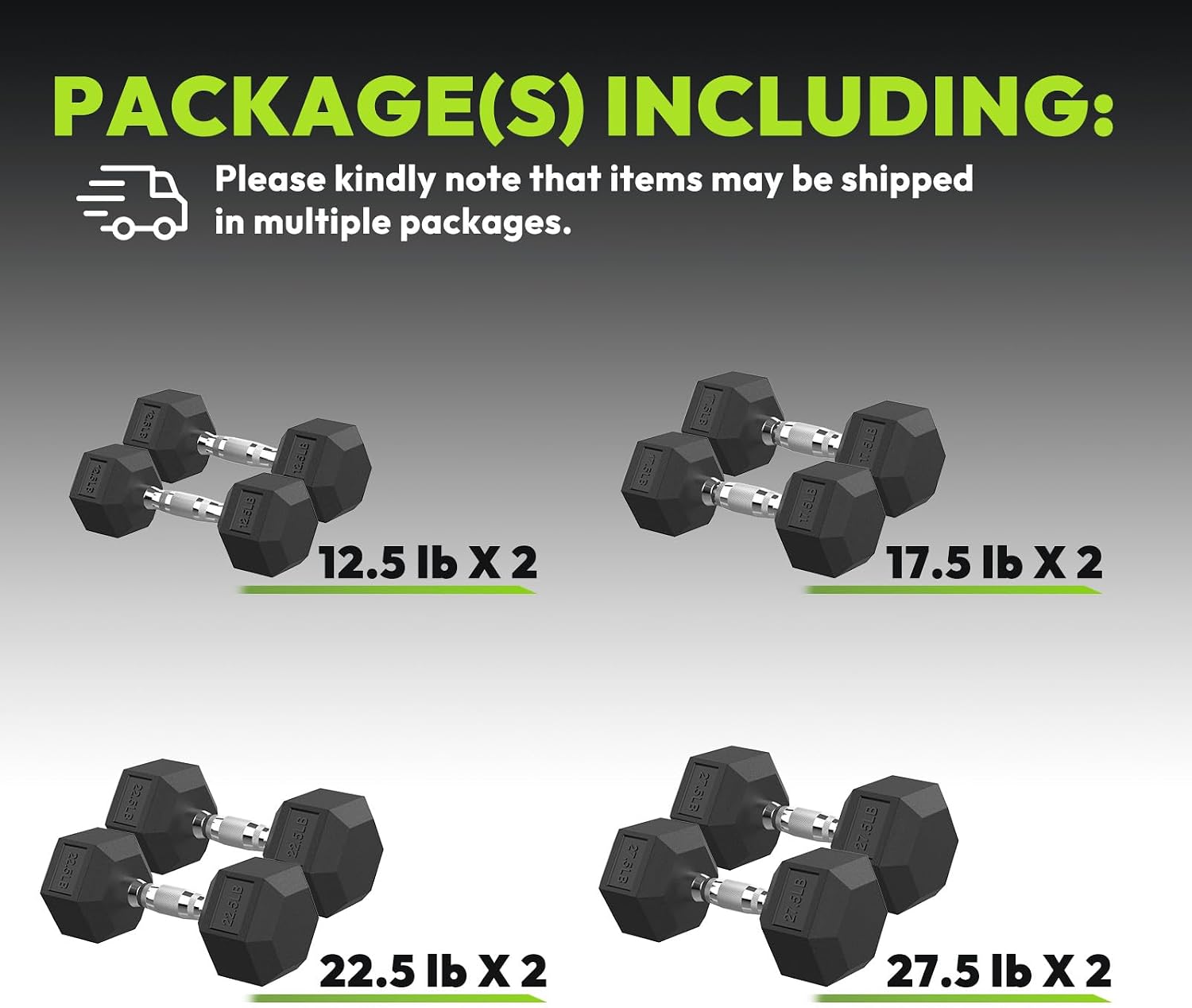 HANDBODE Hex Dumbbell 45-640 lb Set, Rubber Encased Exercise & Fitness Dumbbells for Home Gym, Hand Weights for Strength Training