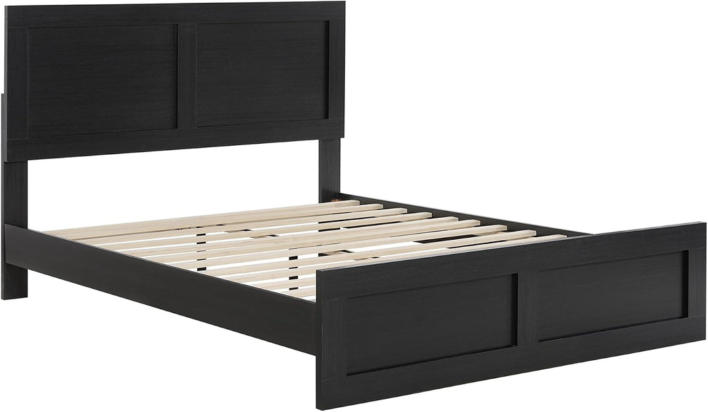 KISLOT Wood Bed Frame, Full Size Wooden Platform Bed Frame with Headboard and Footboard Mattress Foundation Farmhouse Bedroom Furniture No Box Spring Needed