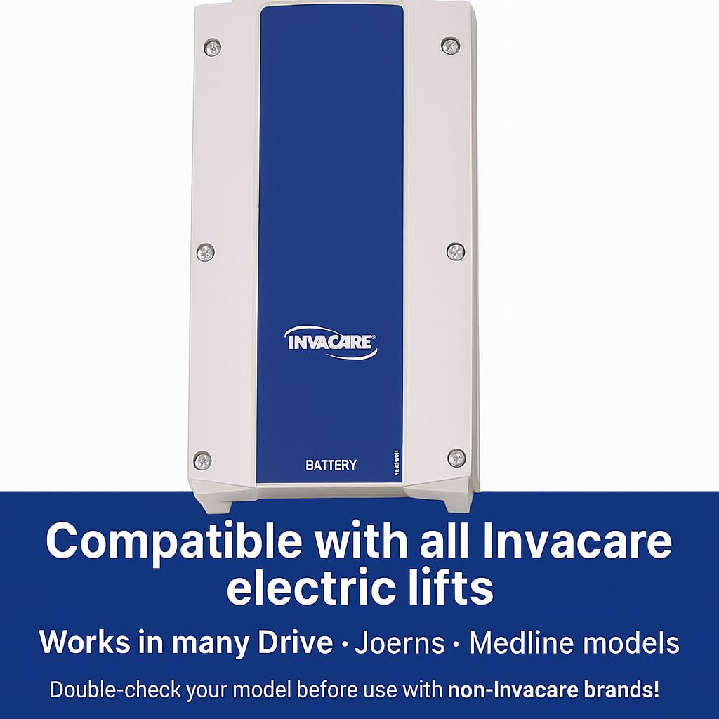 Invacare 24V Quick-Release Battery Pack, Rechargeable Linak Power 150-300 Lifts/Charge for All Invacare Reliant Electric Patient Lifts, Model #1078276