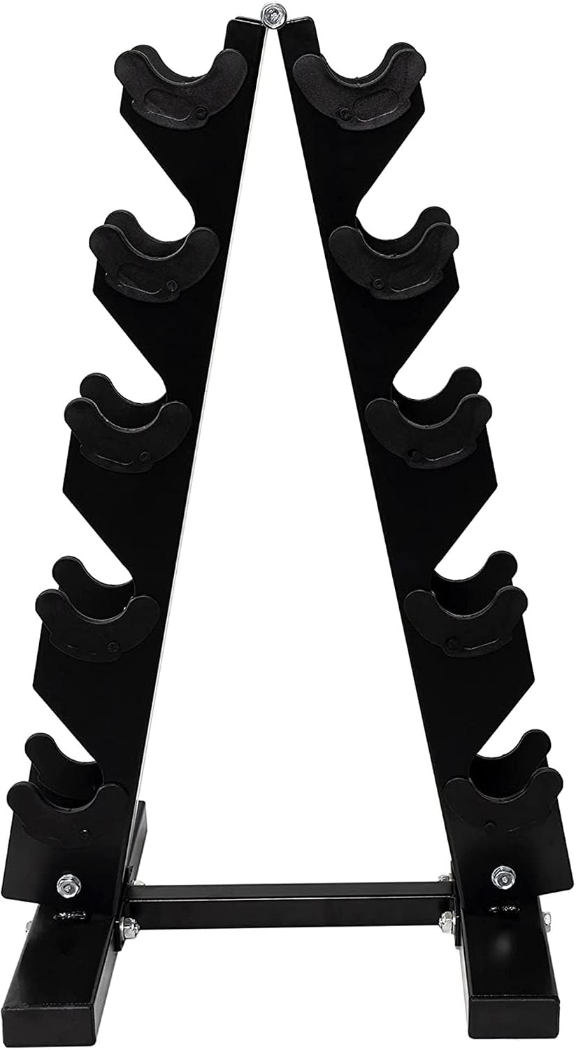 BalanceFrom Neoprene Coated Iron Dumbbell Hex Weights Set with Stand – Color-Coded or Black Options with Non-Slip Grip for Strength Training, Resistance Workouts, and Home Gym Fitness