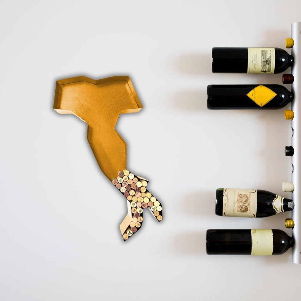 NEONSİGN Italy Map Wine Cork Holder Metal Italy Map Decor Sign Wine Bar Pub Home Decoration (Gold, 36 inch)