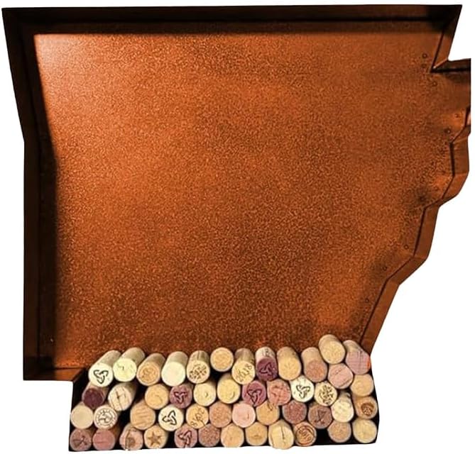 NEONSİGN Arkansas Map Wine Cork Holder Metal Arkansas Decor Sign Wine Bar Pub Home Decoration (Brown Patina, 24 inch)